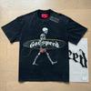 Godspeed retro printing foreign trade beauty tide high street men and women casual trend hip hop apricot old short sleeve T-shirt