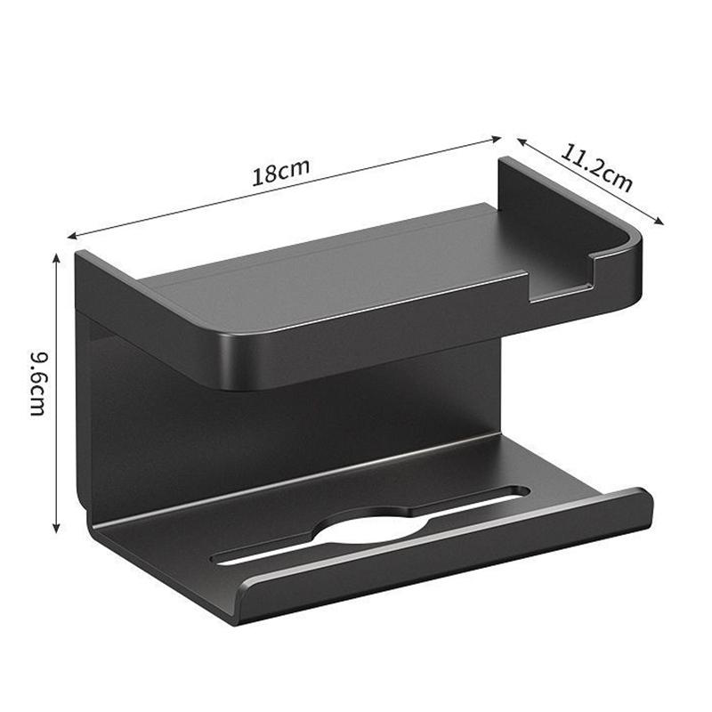 Suport pentru hârtie igienică, adeziv, fără găurire, montat pe perete, cu raft de depozitare