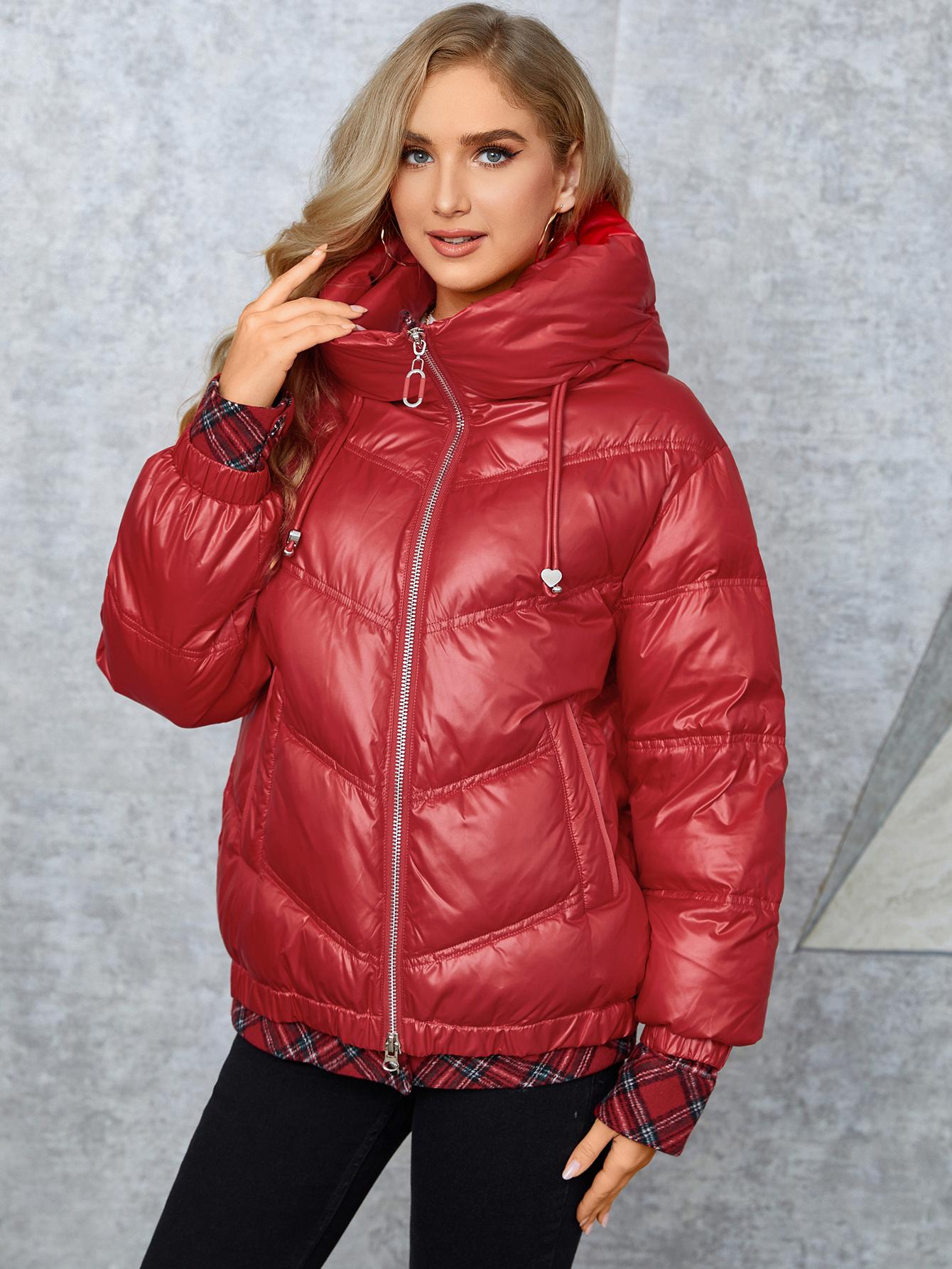 

Cinemore Жіноча парка 2024 Нова мода Жіноча куртка-пуховик коротка приталена повсякденна з капюшоном тепла 82903 XL червоний