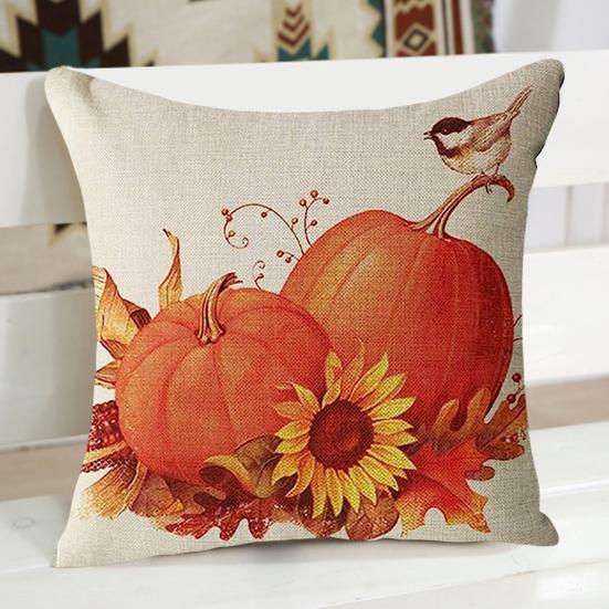 Thanksgiving Day Pillowcase Pumpkin Sunflower Pillow Bird Print Pillow Cover with Hidden Zipper Rustic Farmhouse Fall Couch Decor Cushion Case