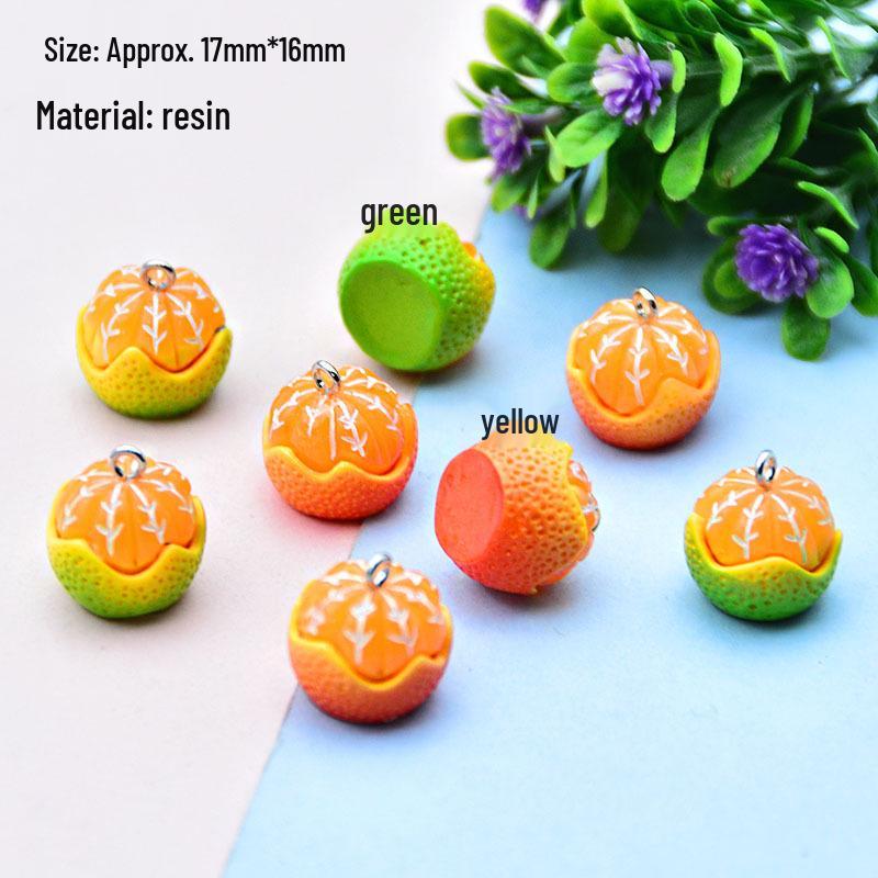 Colorful 3D Cartoon Orange Pendant Keychain - Resin Fruit Toy Jewelry Accessory.