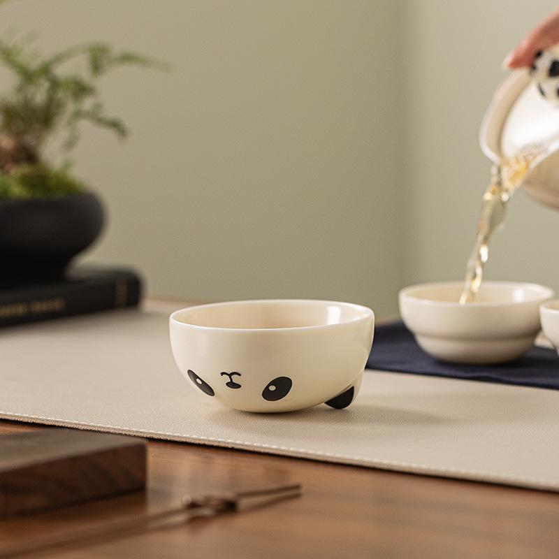 Ruyao Panda Travel Tea Set Portable Tea Set Outdoor Camping Kung Fu Tea Set One Pot Three Cups Kuaike Cups
