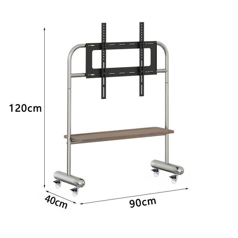 Stainless Steel Mobile TV Stand with Wheels for 43-75 Inch Screens, Ideal for Small Apartments, Bedrooms, and Living Rooms.