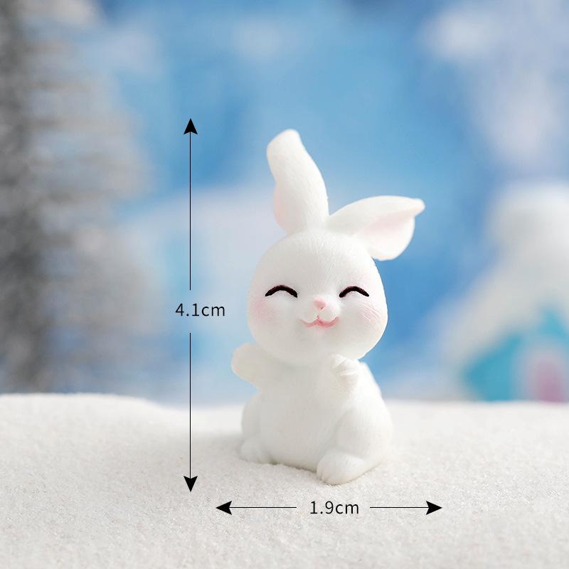 Micro-landscape Cute Little Rabbit Winter Snow Scene Snowman Decorative Accessories Car Carrying Small Ornaments