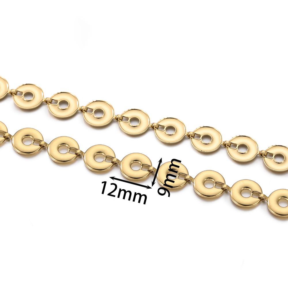 1m Stainless Steel Golden Flat Round Beads Link Chains for Handmade DIY Necklace Bracelet Waist Chain Jewelry Making Chain