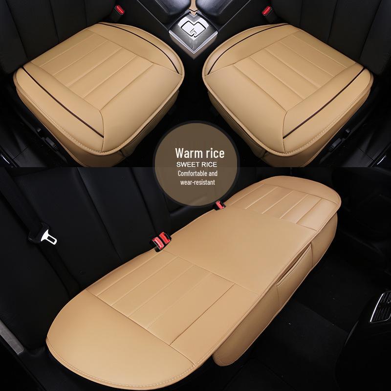 Universal Color Block Car Seat Cushion Set - Full Coverage, Non-Slip, No Backrest, Fashionable, Four Seasons, Three Pieces.