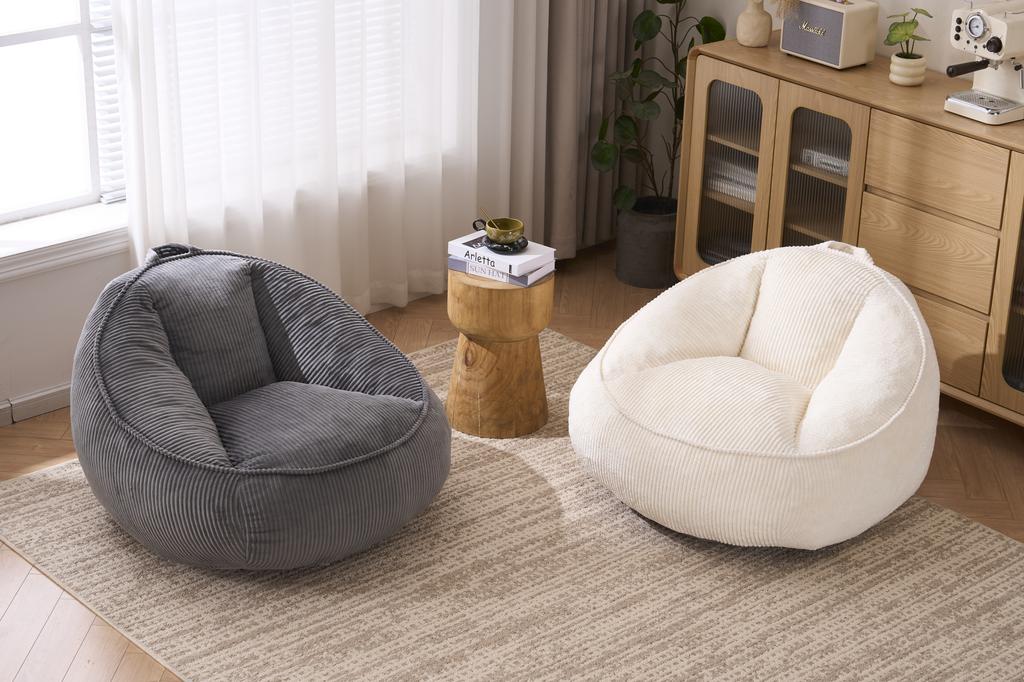 Sitzsack, Sitzsack für Erwachsene und Kinder, für Wohnzimmer, Schlafzimmer, Spielzimmer, Büro - Mittel (Hellgrau)