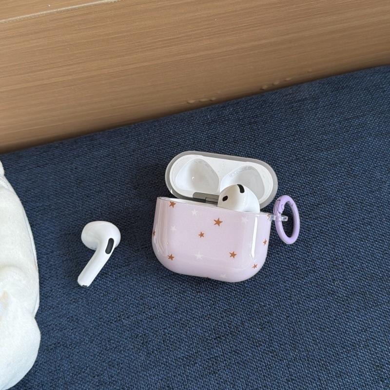 Purple Background Brown and White Star AirPods 1 Generation Earphone Case for Apple Earphones AirPods 1 Generation Pro1 Generation