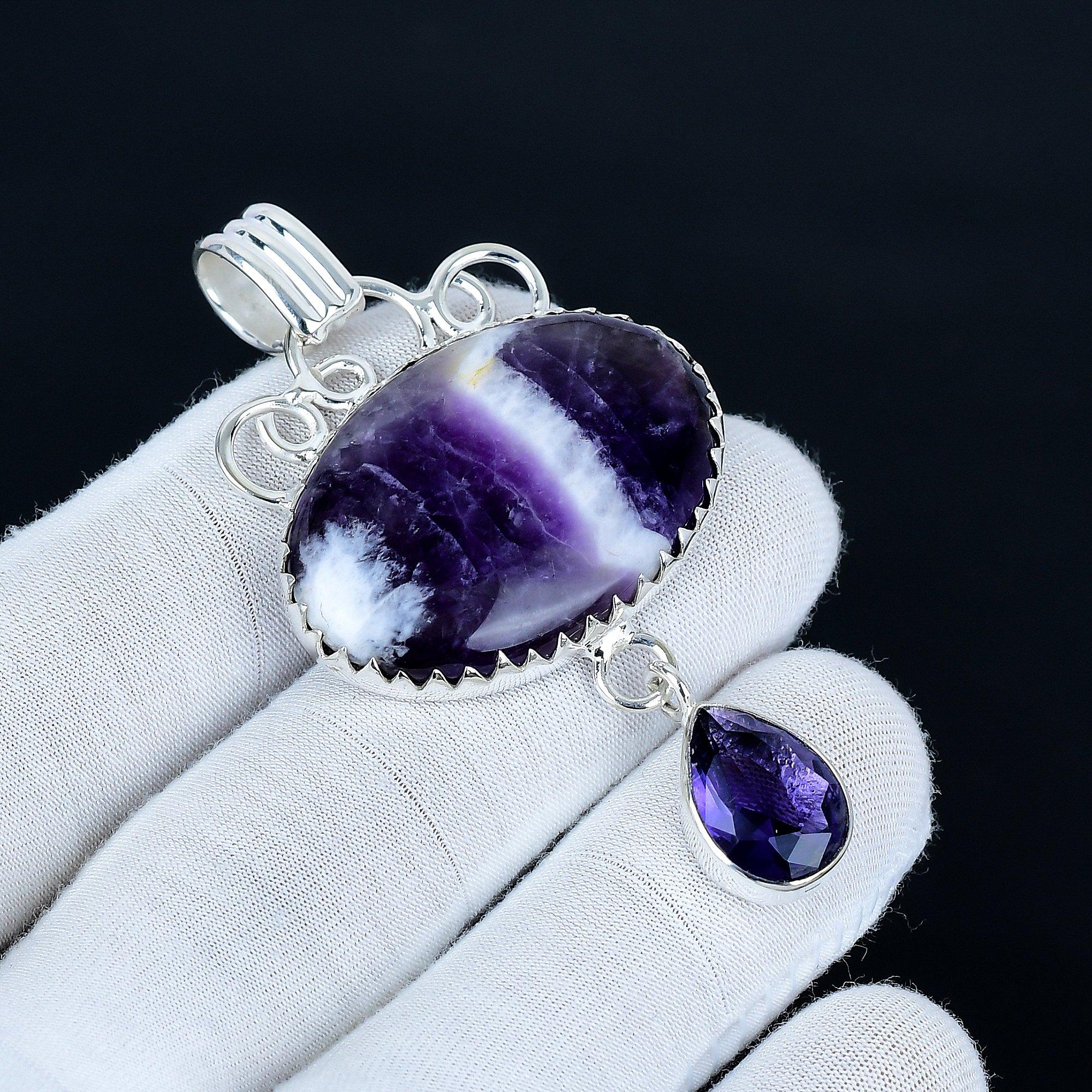 

Chevron Amethyst Pendant, 925 Sterling Silver Handmade Jewelry, Amethyst Silver Pendant, Party Wear Jewelry For Women s, Pendant Wadding Jewelry 7.5 фіолетовий