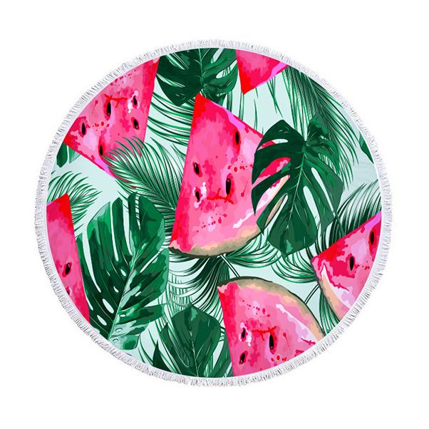 Watermelon Orange Microfiber Round Beach Towel Fruit Theme Shower Bath Towel Summer Swimming Circle Towels Yoga Mat With Tassel