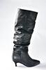 Women Modern Stylish Fashion Boots Boots Faux Leather Black Low Heeled Drawstring Boots