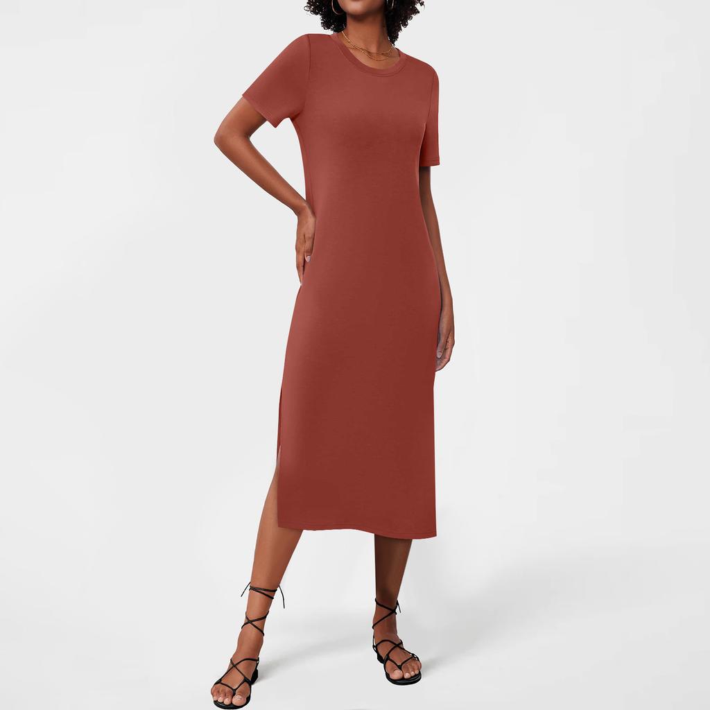 Women's Flowing Dresses Women's Summer Dresses Casual Round Neck  Long Dresses Cute Floral Long Dresses