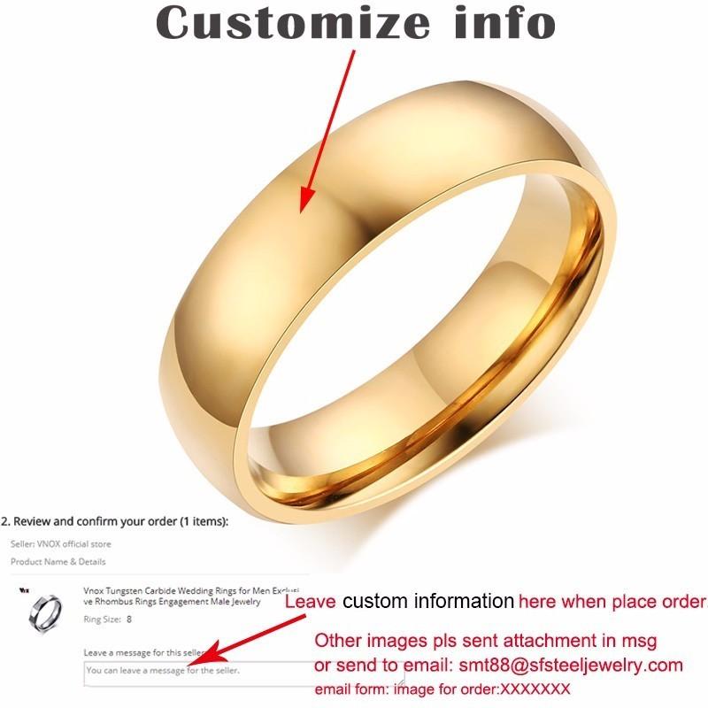 Vnox Free Engraving Personalized Name Ring for Women Men 6mm Stainless Steel Wedding Band Classic Alliance