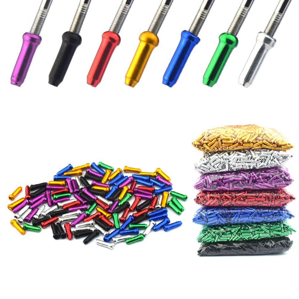 20PCS Embouts de Câble de Frein et de Vitesse pour Vélo Couleur Unie Alliage d'Aluminium Sertis Pour Empêcher l'Effilochage des Câbles Accessoires de Vélo