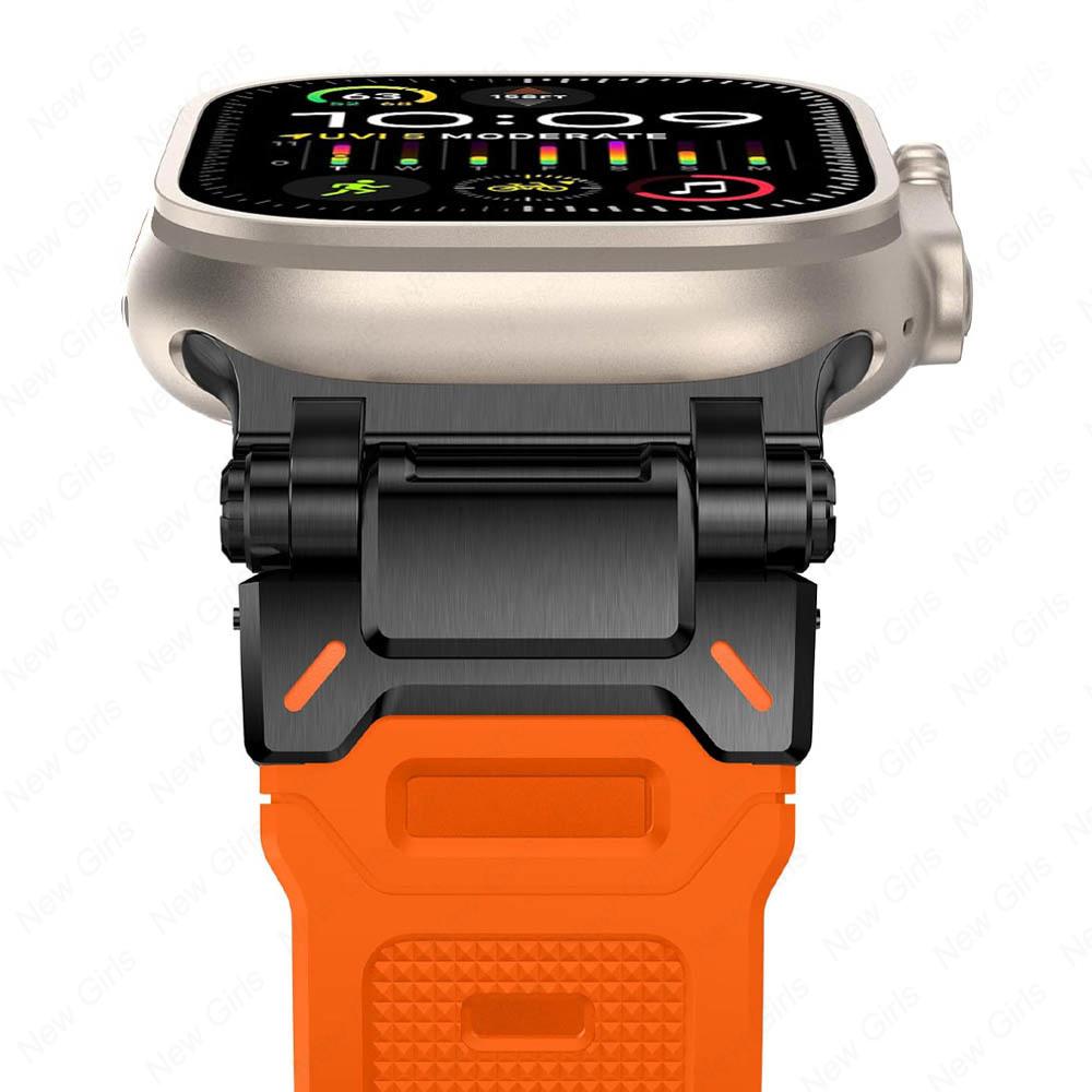 Sports Rubber Band for Apple Watch Ultra 2 1 Band 49mm Series 10 46mm Luxury Wristband for IWatch Series 9 8 7 6 5 4 45mm 44mm