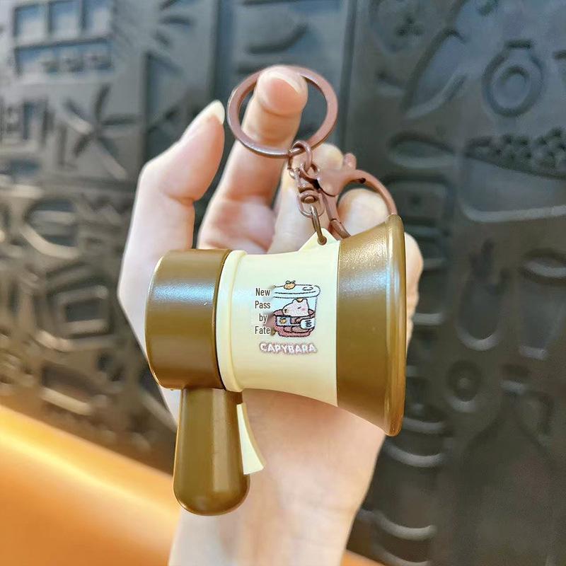 Mini Capybara Speaker Keychain: Cartoon Decompression Toy & Schoolbag Pendant