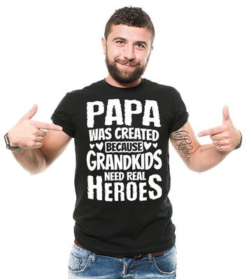 Mens Papa T-shirt Grandkids Need Real Heroes Shirt Funny Papa Shirt Grandpa Gift Unisex T-Shirt