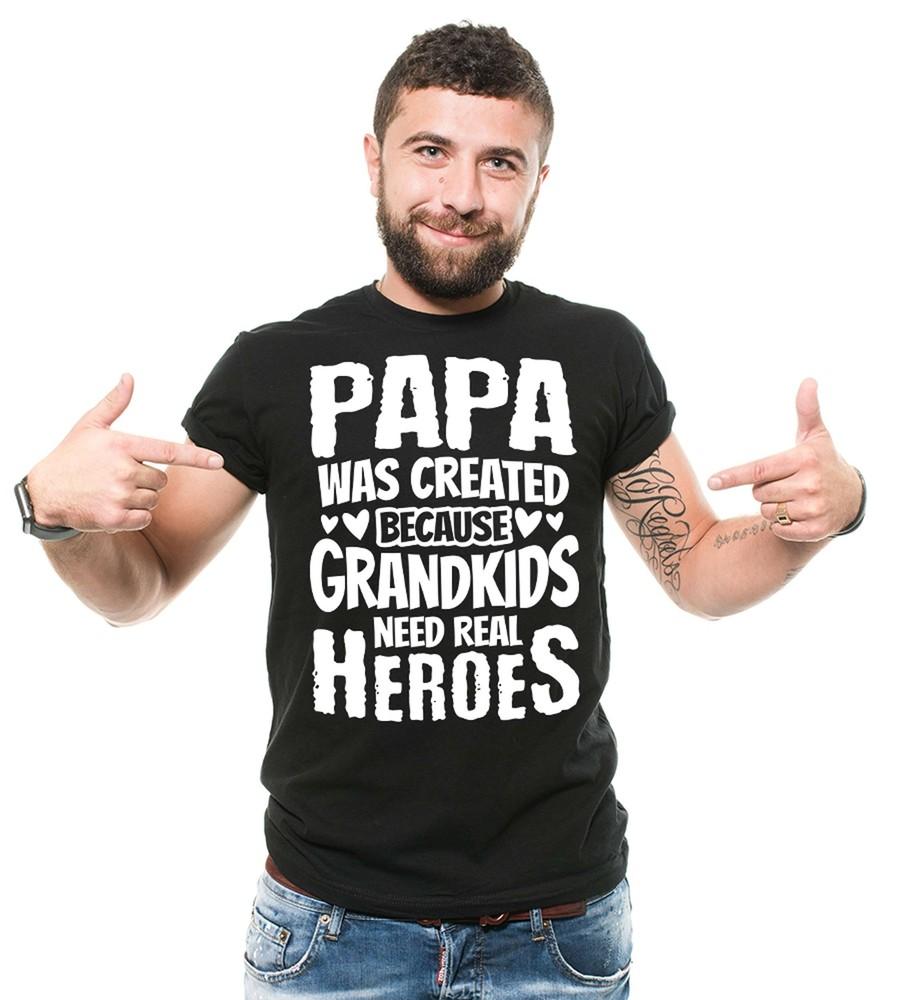 Mens Papa T-shirt Grandkids Need Real Heroes Shirt Funny Papa Shirt Grandpa Gift Unisex T-Shirt XXXXL