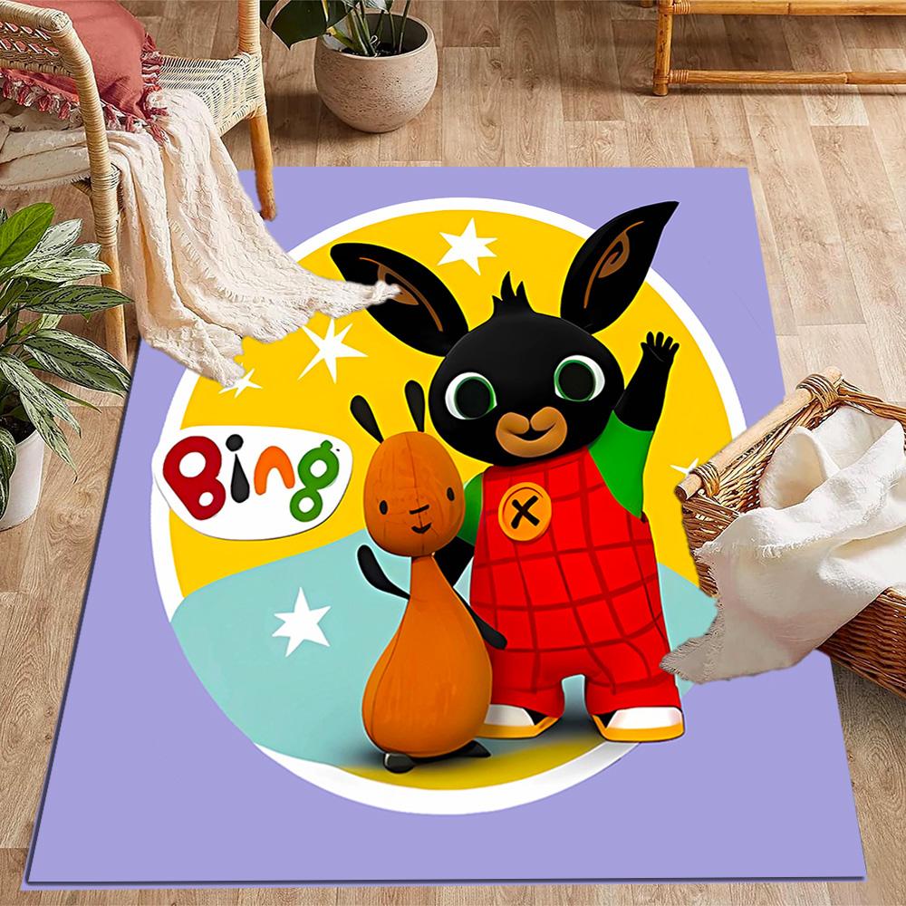 Bing Bunny Colorful Adventure Themed Anti-Slip Rugs - Polyester Home Decor, Suitable for Bedrooms, Living Rooms, Doorways, Studios, and Decorations