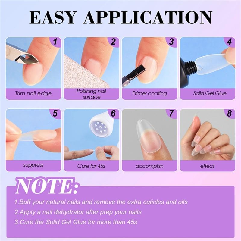 300Pcs Soft Gel Full Cover Short Matte Nail Tips Pre Shaped Acrylic False Nail Manicure Decoration for DIY Nail Art