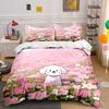"Adorable Puppy In Flower Meadow" Exquisite Three-piece Bedding Set Gift for Kids and Adults