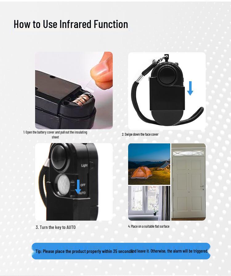 Human Body Sensing Infrared Alarm: Home Anti-theft Doorbell and Indoor Travel Security Device