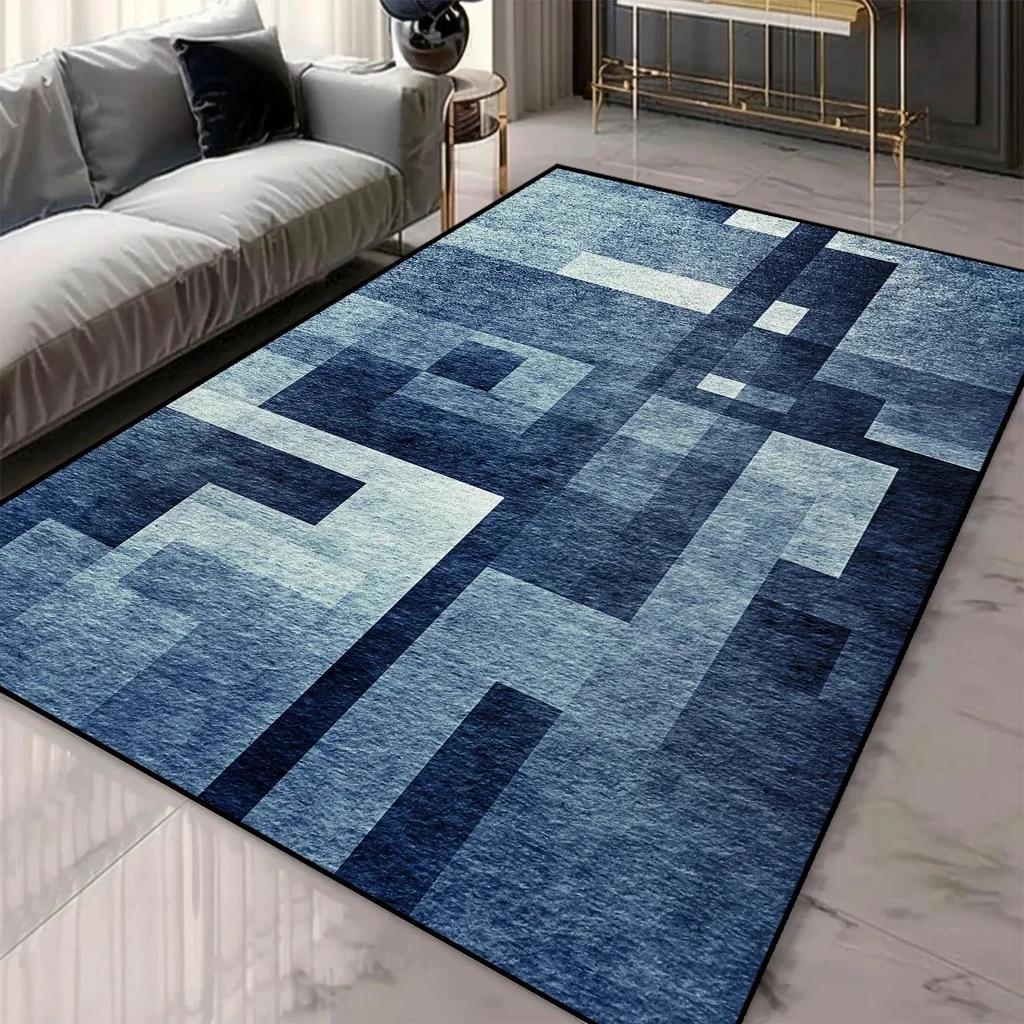 Geometric Pattern 3D Area Rugs for Living Room and Bedroom Decor Washable Carpets with Non-slip Backing European Inspired Mats