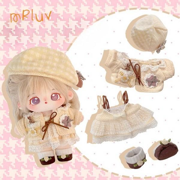 [mRluv] 20cm Puppenkleidung Baumwollpuppenspitze beige Optik 4-teiliges Set