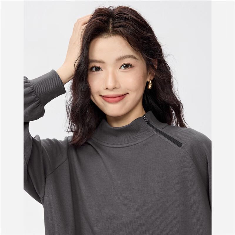 Giordano Women's Slanted Quarter-Zip Pullover Sweatshirt