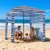 Tenda de Praia, 1,83 x 1,83 m Toldo de Praia com Parede Lateral, Proteção UPF 50+ Tenda Cabana de Montagem Fácil com Bolsos de Areia, Abrigo Solar Portátil