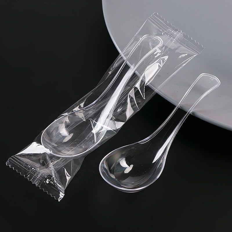 Crystal Clear Disposable Plastic Spoon - Thickened, Hardened, Individually Packaged for Porridge and Soup Takeaway