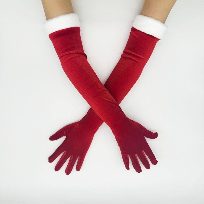 Breathable Holiday Gloves Fashion Red Polyester Christmas Gloves For Family Gatherings And Festive Event