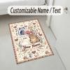 Cat Theme Crystal Velvet Rug Personalized Custom Name Text Soft Floor Mat Home Decor