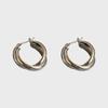 High-End European & American Niche Metal Cross Hoop Earrings for Women