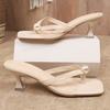 Classic Slippers Woman Slides Beach Strange High Heels Shoes for Women Solid Leather Platform Pearl Summer Shoes Plus Size