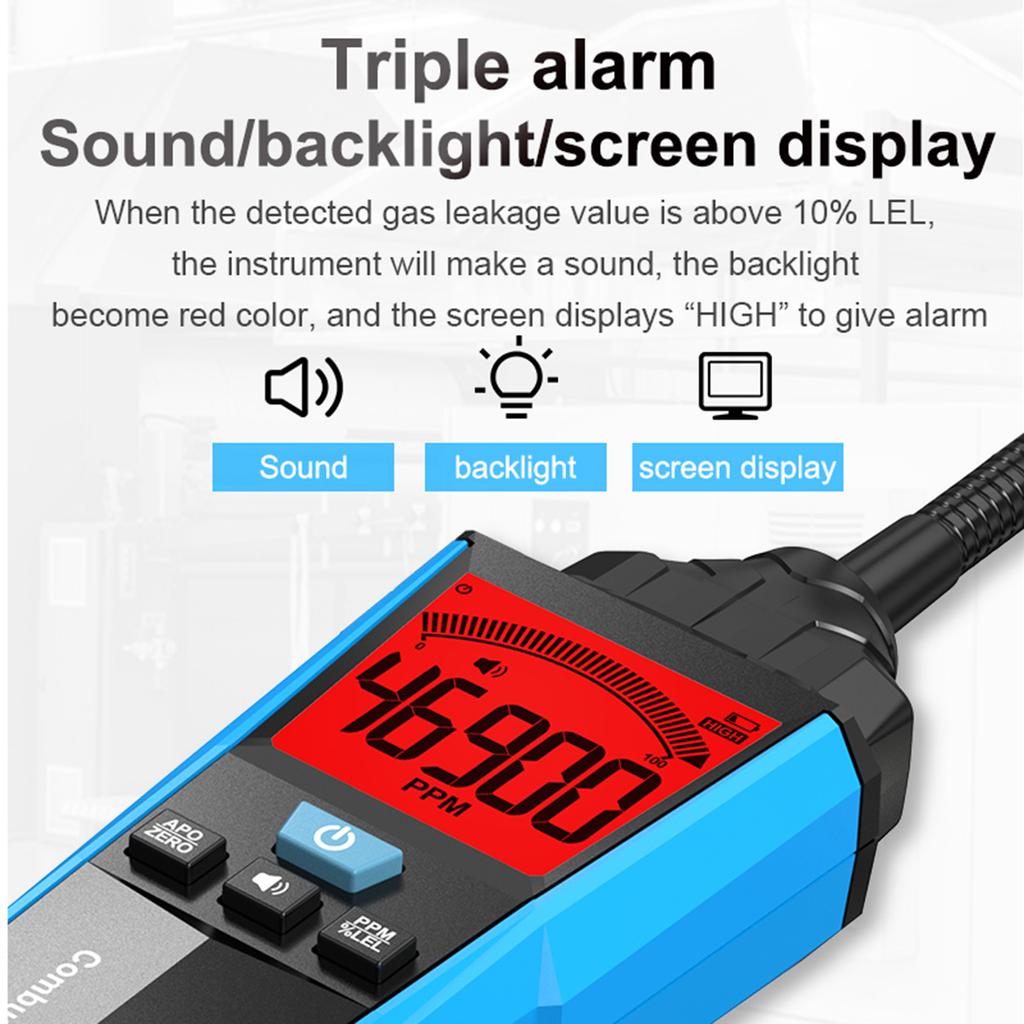 Portable Combustible Natural Gas Leak Location Determine Meter Tester Analyzer Accurate Detection with Sound Light Alarm