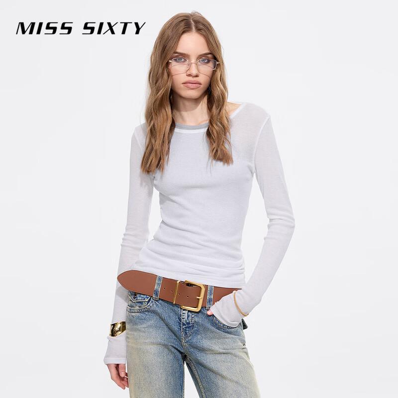MISS SIXTY 2025 Spring Slim-Fit Two-Piece Layered Long Sleeve T-Shirt S