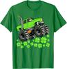 St Patricks Day Monster Truck Graphic Tee Shirt Green Clover Casual Short Sleeve Tops