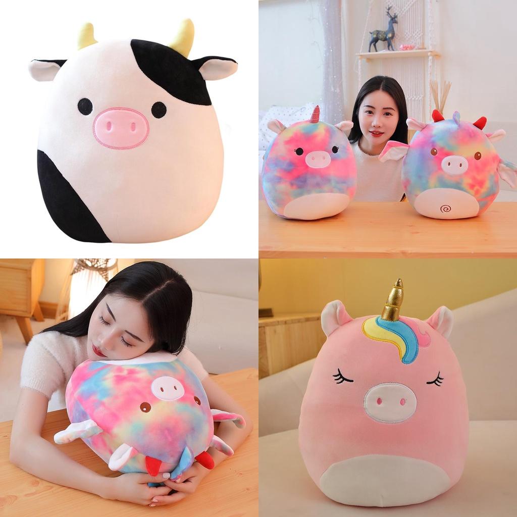 Cute Unicorn Plush Toy Bat Pillow For Kids Rainbow Pig Cat Cow And Bat Designs 35cm