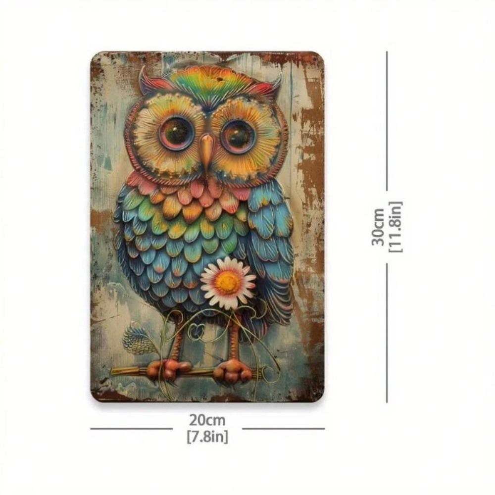 Vintage Owl Metal Art Retro Home Decor Plaque Handmade Wall Sign