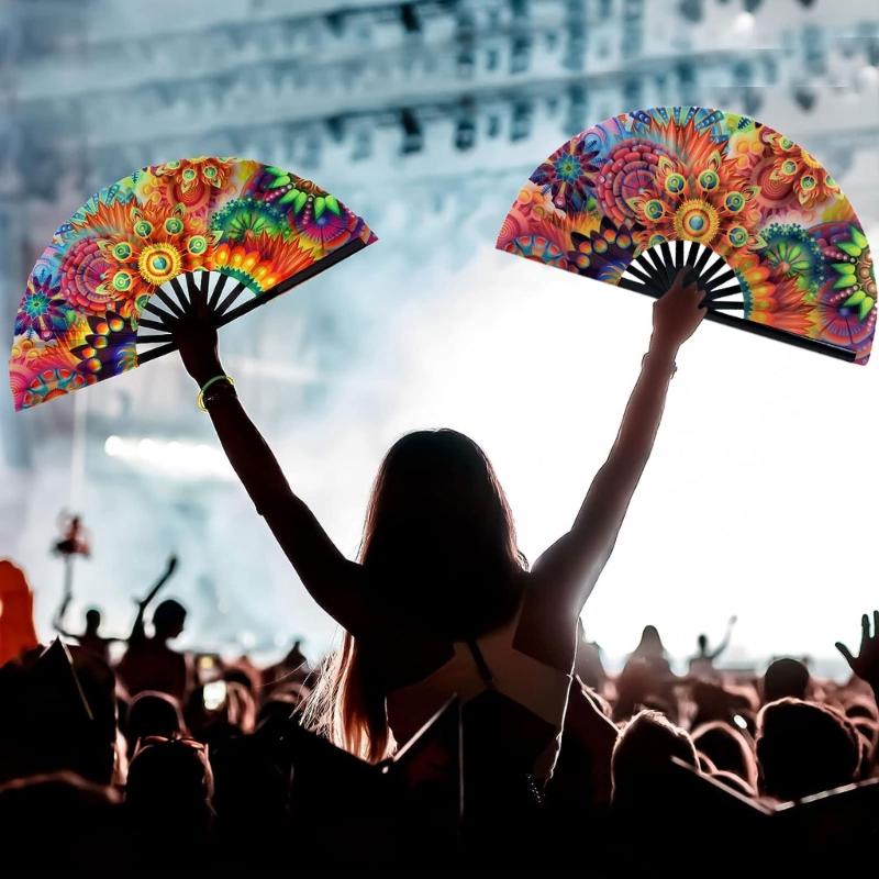 Ventaglio a Mano per Donne Ventaglio da Festival Ventaglio per Raves Ventaglio Pieghevole Grande Ventaglio Pieghevole per Raves Ventaglio Pieghevole Ventaglio a Mano Ventaglio per Danza a Mano per Donne Uomini