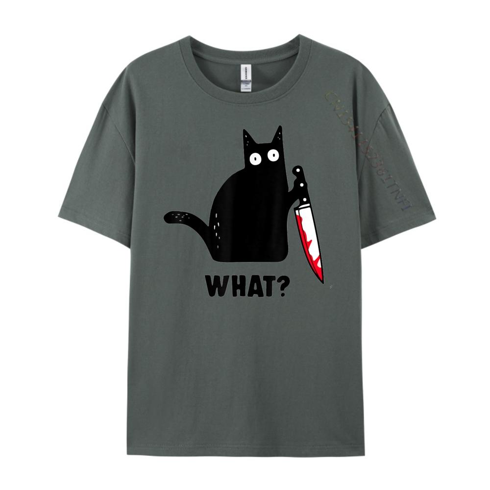 Cat What Black Ca Murderous Cat With Knife Black Graphic T Shirts Luxury Tshirt Normal
