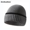 Rabbit Velvet Core-spun Yarn Knitted Hat Winter Couple Men's and Women's Thickened Wool Hat Two-color Double-flanged Casual Pullover Cold Hat