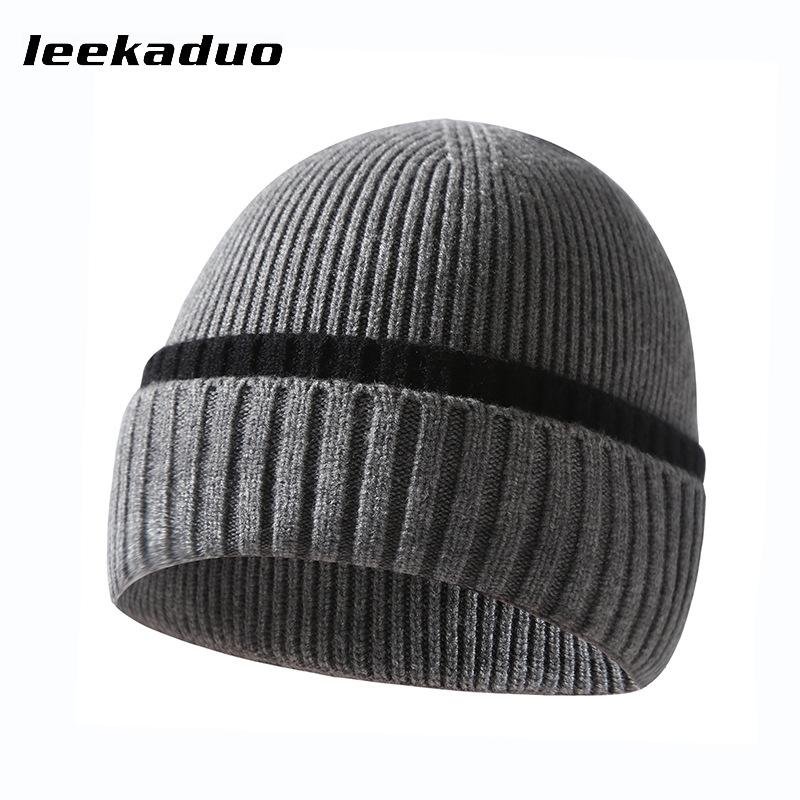Rabbit Velvet Core-spun Yarn Knitted Hat Winter Couple Men's and Women's Thickened Wool Hat Two-color Double-flanged Casual Pullover Cold Hat