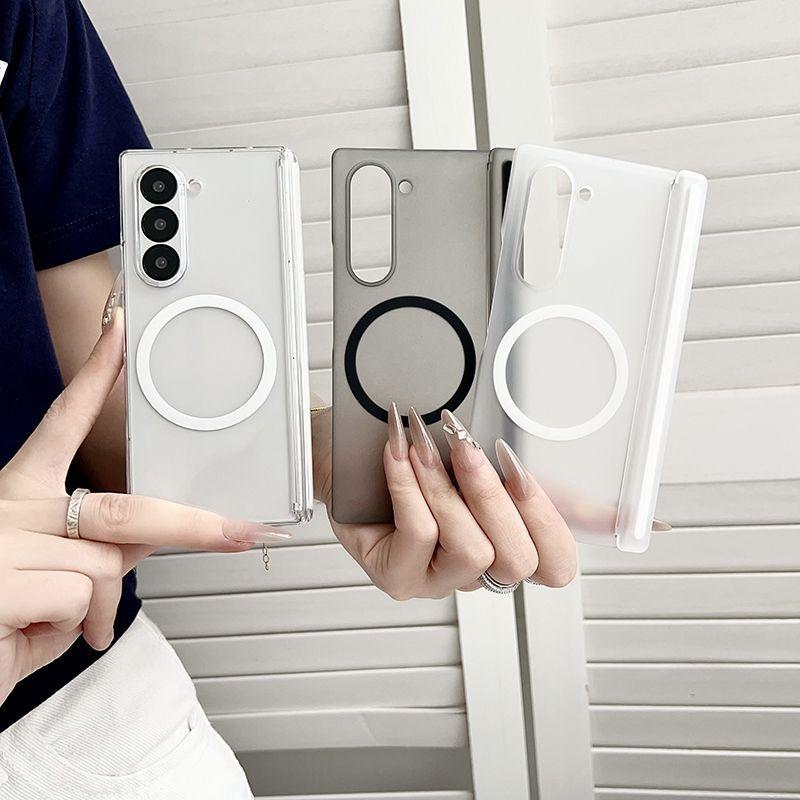 Ultra Thin Matte Magnetic Phone Case For Samsung Galaxy Z Fold 7 Fold 4 5 6 7 Hinge Protection Translucent Cover Z Fold 7