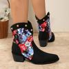 2024 Hot Sale Women's Shoes Slip-on Women's Boots Fashion Printing Modern Boots Women Sexy Pointed Toe Rivet Mid-Calf Boots