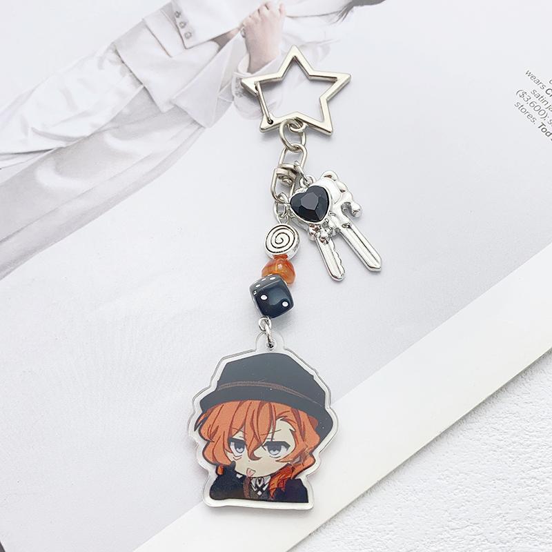 

Аніме Брелок Bungo Stray Dogs Мультяшний персонаж Дазай Осаму І Чуя Брелок Підвіска Прикраса для рюкзака Косплей Подарунки