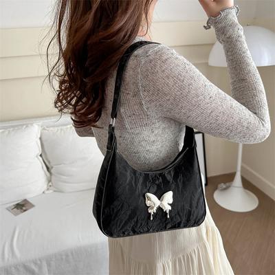 Bag Summer Small Square Bag Textured Pu Bow Shoulder Bag Fashion Versatile Underarm Bag Women'S Bag