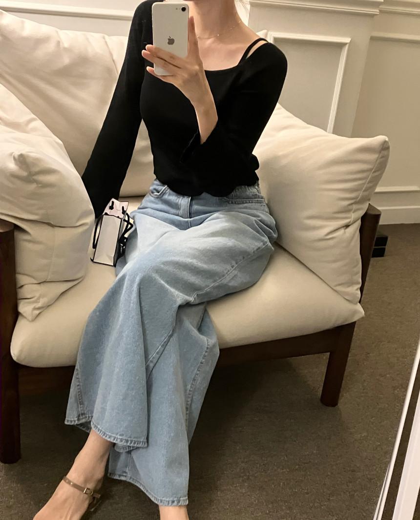 

Повседневный трикотажный женский шикарный осенний новый модный топ с открытой ключицей и жилетом на бретелях для женщин one size чёрный