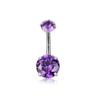 Purple Series Belly Button Ring Set: Stainless Steel Claw Piercing Jewelry